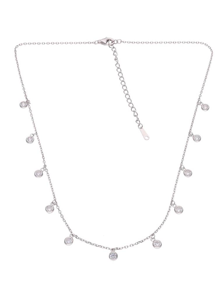 Sterling Silver Dancing Zircon Beads Casual Necklace : NLCS136-S-NA