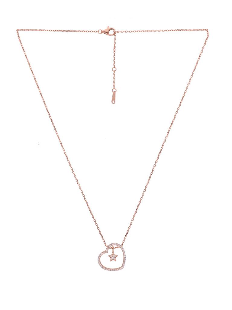 Sterling Silver Rose Gold A Star Spangled Chain Heart Necklace : NLCS142-RG-NA