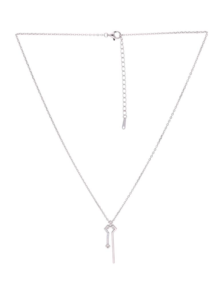 Sterling Silver Stylish Abstract Zircon Casual Necklace : NLCS148-S-NA