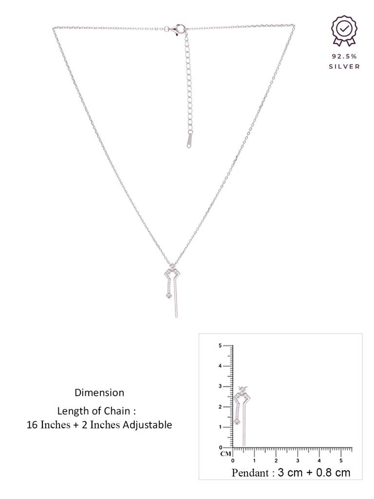 Sterling Silver Stylish Abstract Zircon Casual Necklace : NLCS148-S-NA