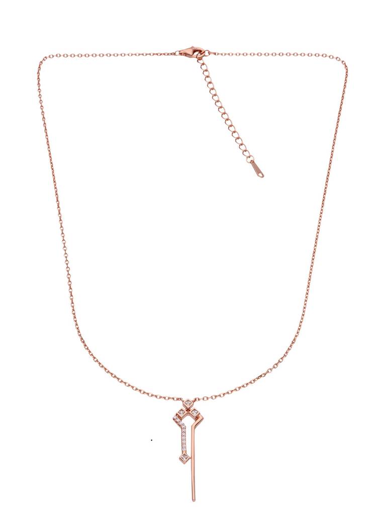 Sterling Silver Rose Gold Stylish Abstract Zircon Casual Necklace : NLCS149-RG-NA