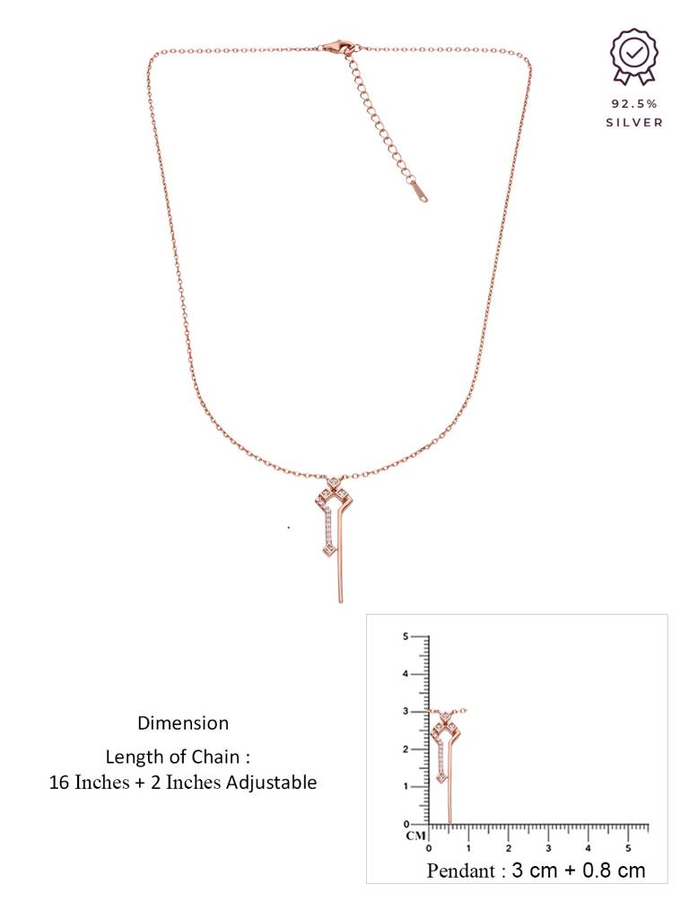 Sterling Silver Rose Gold Stylish Abstract Zircon Casual Necklace : NLCS149-RG-NA