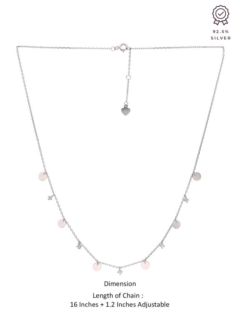 Sterling Silver Dancing Coins And Zirconia Casual Necklace : NLCS165-S-NA