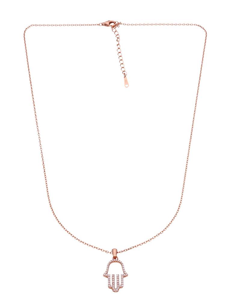 Sterling Silver Rose Gold A Hearty Glint Chain Necklace : NLCS170-RG-NA