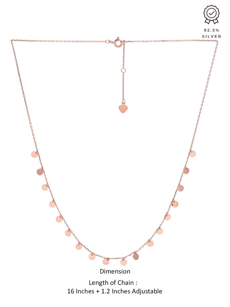 Sterling Silver Rose Gold Dancing Coins Casual Necklace : NLCS172-RG-NA