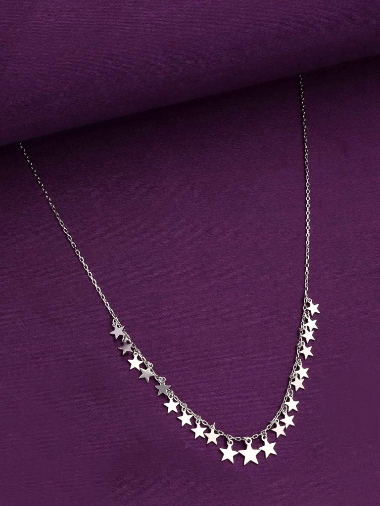 Sterling Silver Strand Of Twinkling Stars Casual Necklace : NLCS173-S-NA