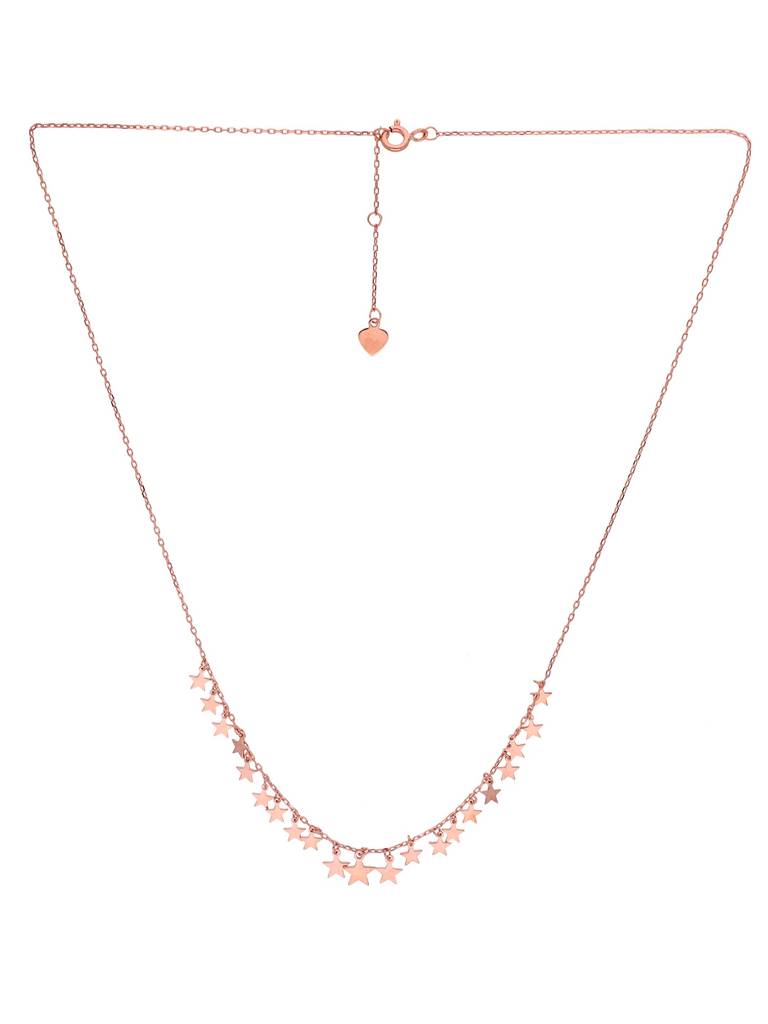 Sterling Silver Rose Gold Strand Of Twinkling Stars Casual Necklace : NLCS174-RG-NA