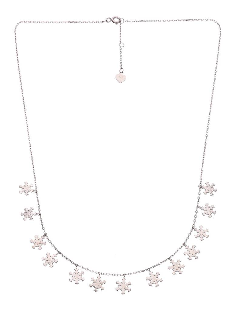 Sterling Silver Strand Of Snowflakes Casual Necklace : NLCS175-S-NA