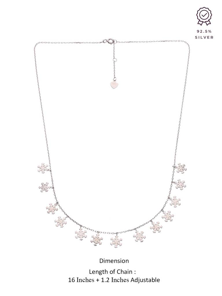 Sterling Silver Strand Of Snowflakes Casual Necklace : NLCS175-S-NA