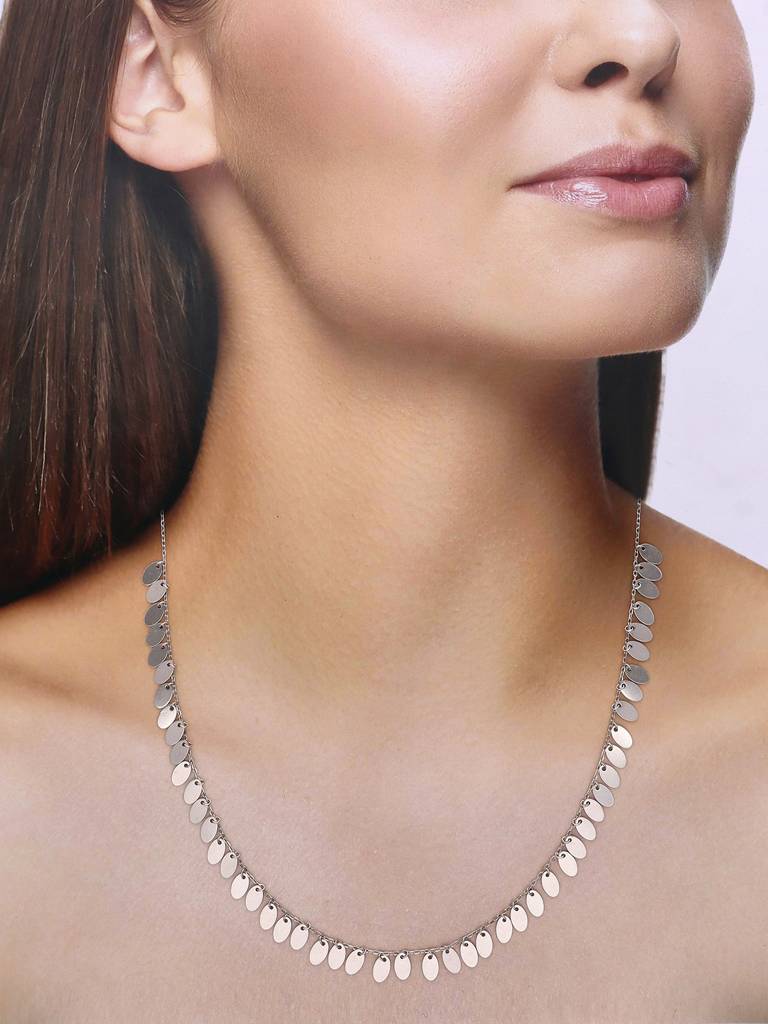 Sterling Silver Strand Of Drops Casual Necklace : NLCS177-S-NA