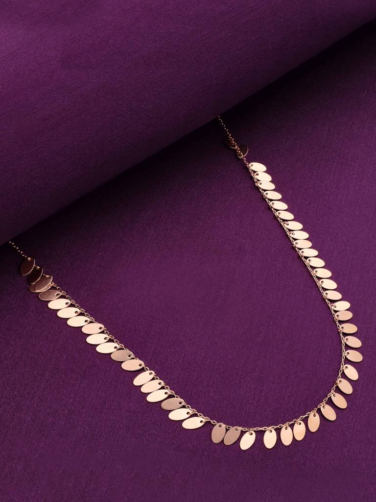 Sterling Silver Rose Gold Strand Of Drops Casual Necklace : NLCS178-RG-NA