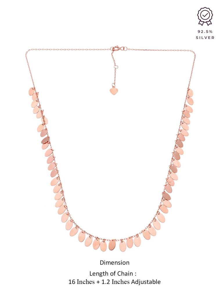 Sterling Silver Rose Gold Strand Of Drops Casual Necklace : NLCS178-RG-NA