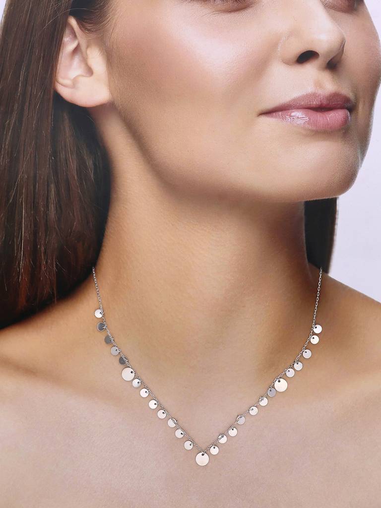Sterling Silver Strand Of Coins Casual Necklace : NLCS180-S-NA