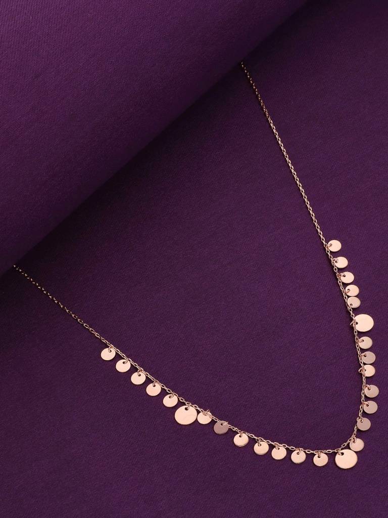 Sterling Silver Rose Gold Strand Of Coins Casual Necklace : NLCS181-RG-NA