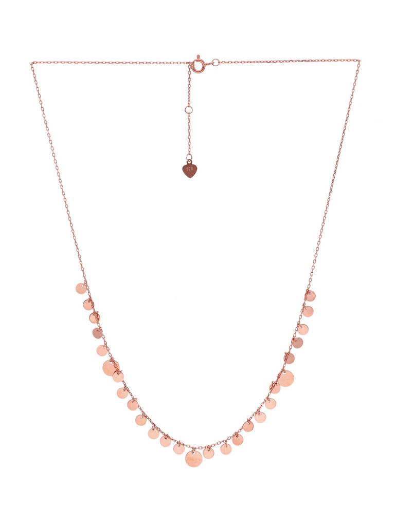 Sterling Silver Rose Gold Strand Of Coins Casual Necklace : NLCS181-RG-NA