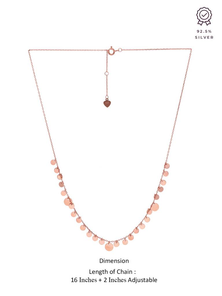 Sterling Silver Rose Gold Strand Of Coins Casual Necklace : NLCS181-RG-NA