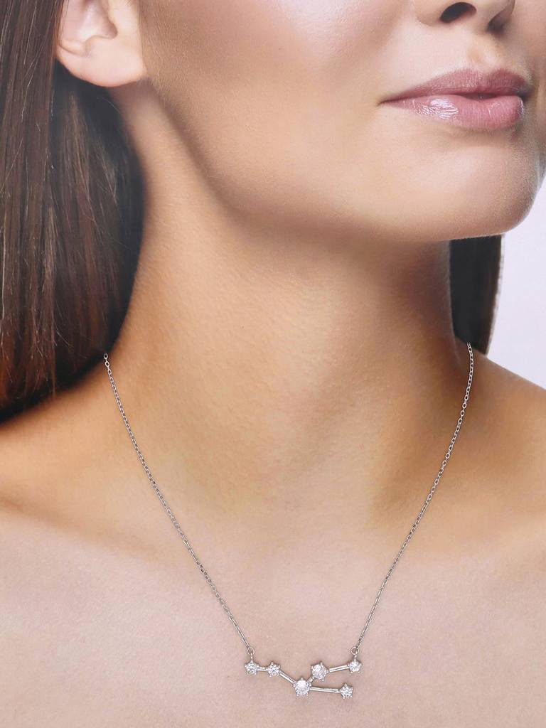 Sterling Silver Minimalistictaurus Zodiac Zirconia Casual Necklace : NLCS185-S-NA