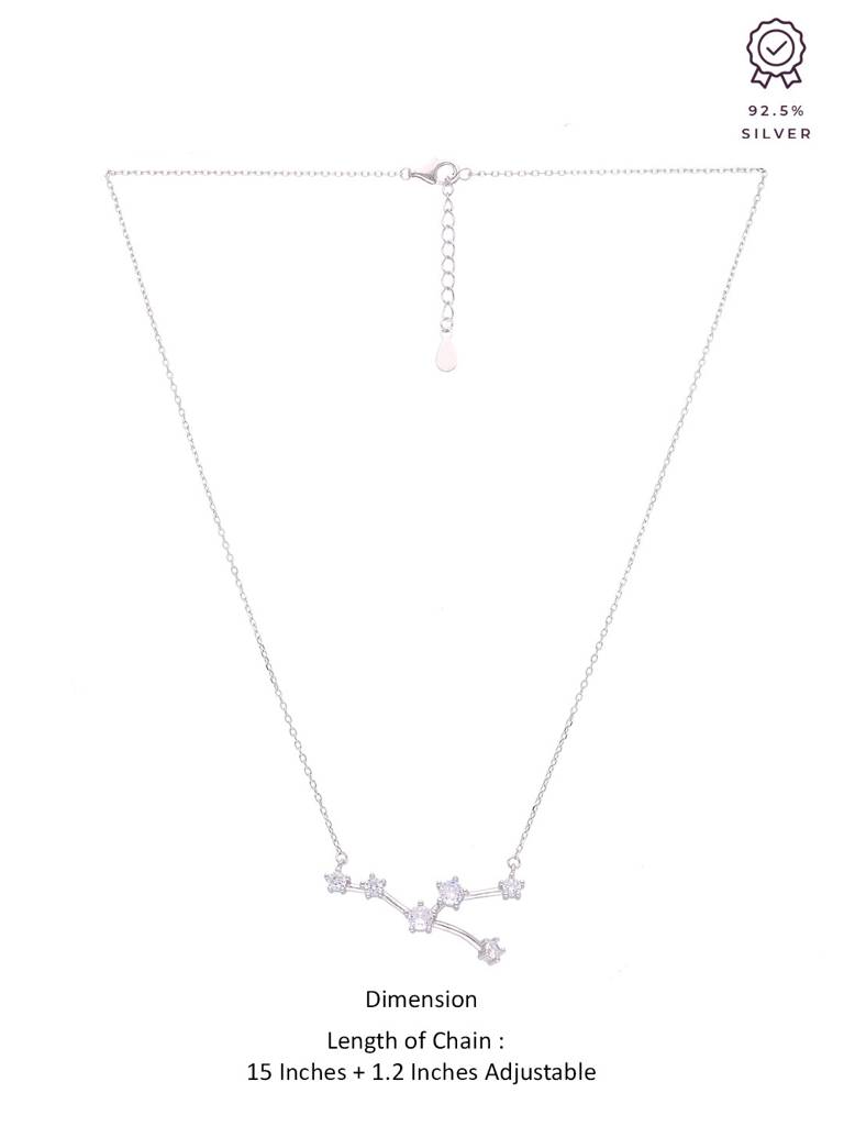 Sterling Silver Minimalistictaurus Zodiac Zirconia Casual Necklace : NLCS185-S-NA