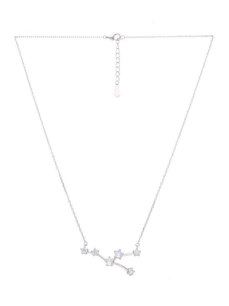 Sterling Silver Minimalisticaries Zodiac Zirconia Casual Necklace : NLCS186-S-NA