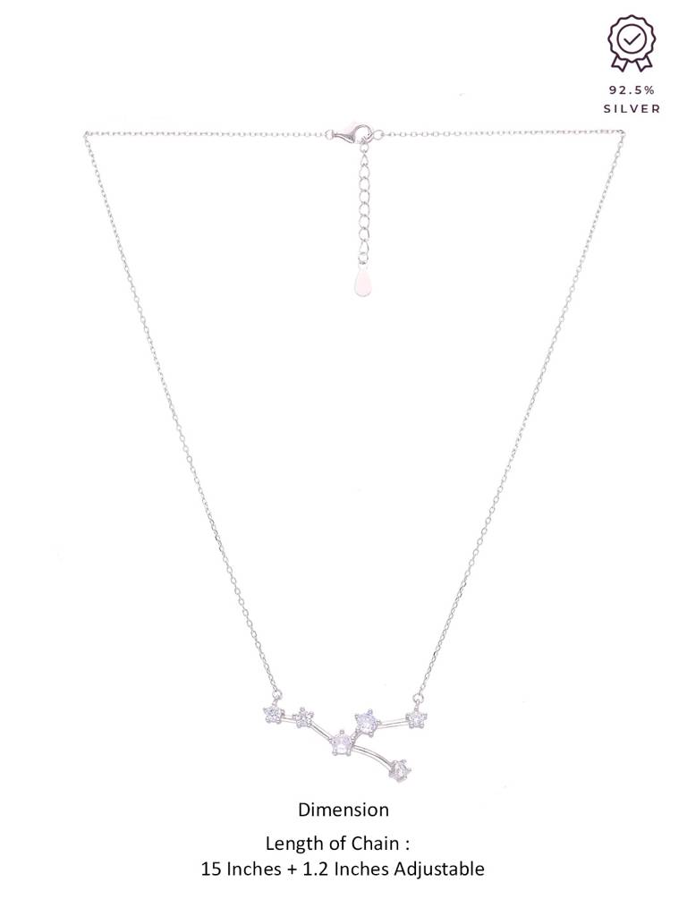 Sterling Silver Minimalisticaries Zodiac Zirconia Casual Necklace : NLCS186-S-NA