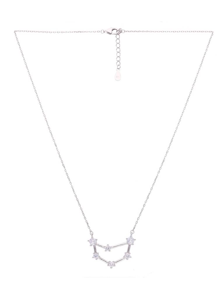 Sterling Silver Minimalisticcapricorn Zodiac Zirconia Casual Necklace : NLCS187-S-NA