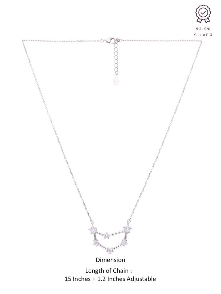 Sterling Silver Minimalisticcapricorn Zodiac Zirconia Casual Necklace : NLCS187-S-NA