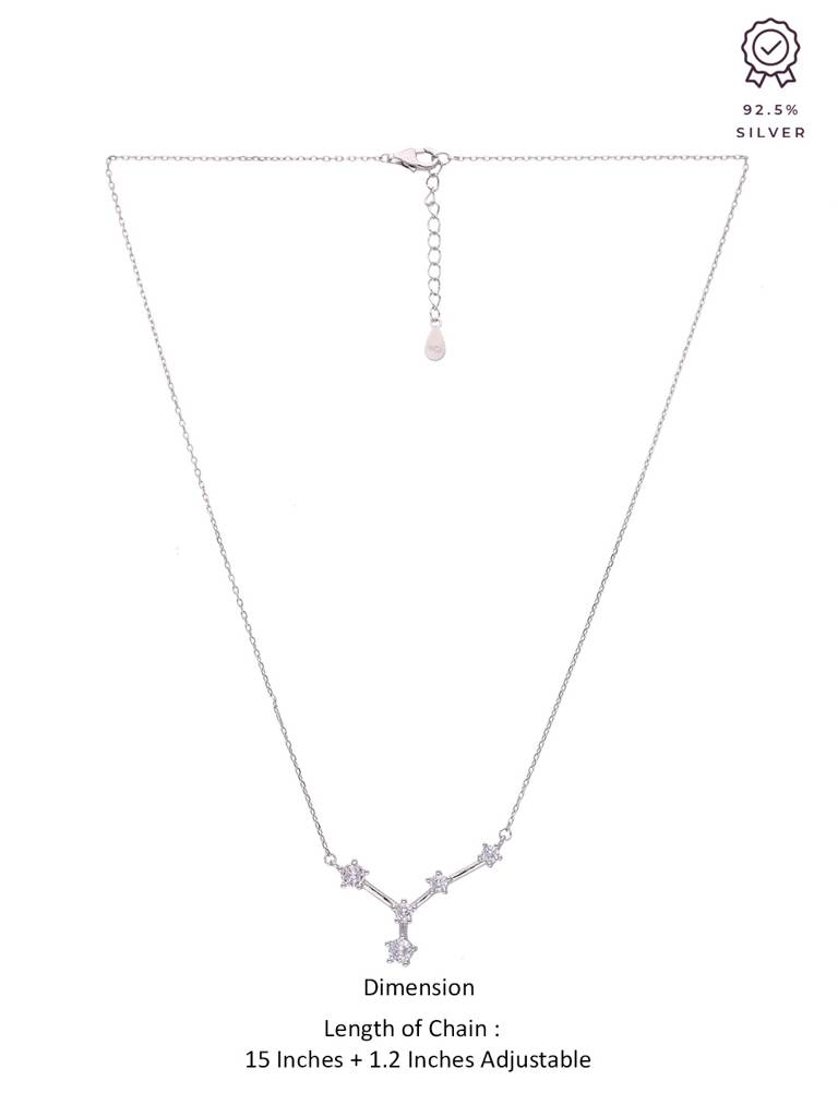 Sterling Silver Minimalisticcancer Zodiac Zirconia Casual Necklace : NLCS189-S-NA