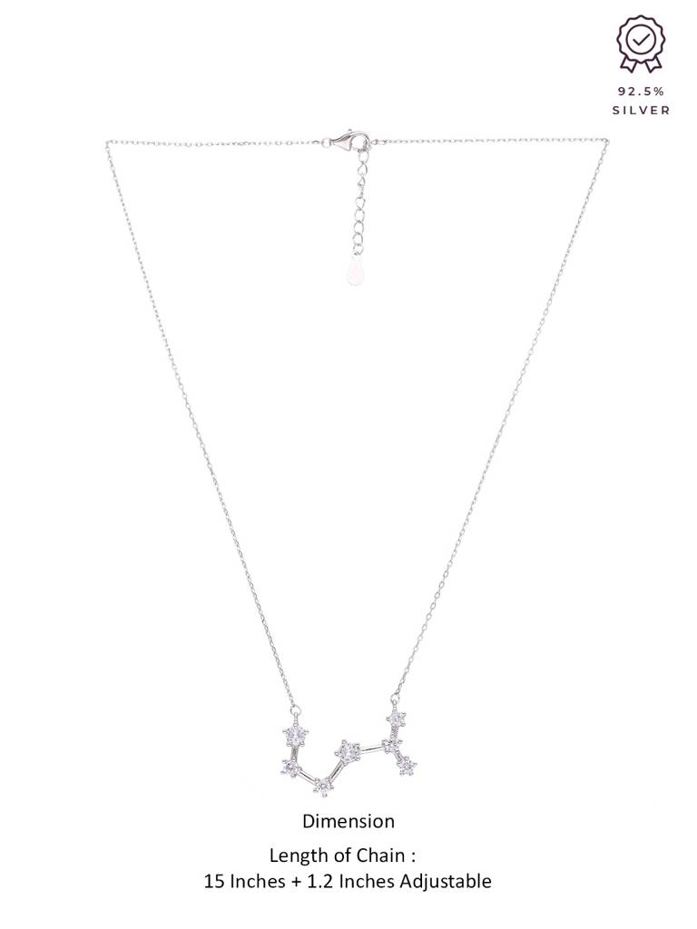 Sterling Silver Minimalisticscorpio Zodiac Zirconia Casual Necklace : NLCS190-S-NA