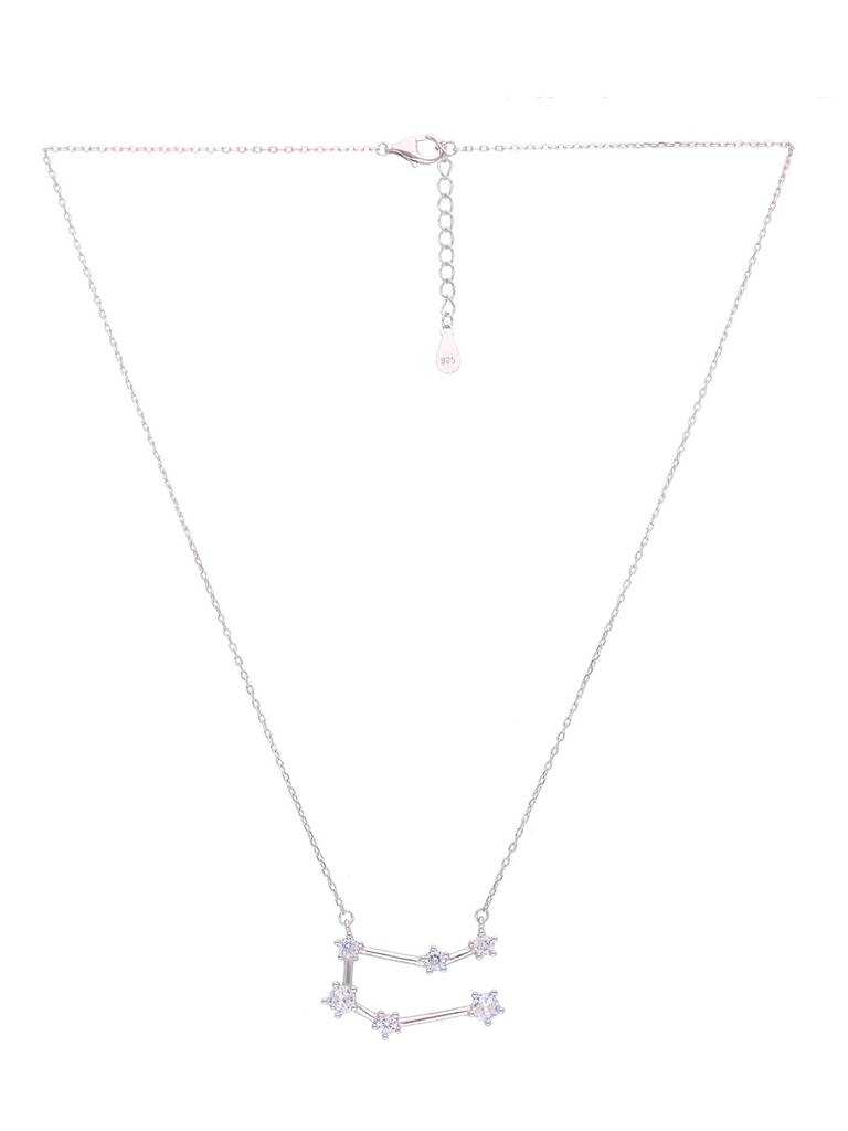 Sterling Silver Minimalisticgemini Zodiac Zirconia Casual Necklace : NLCS193-S-NA