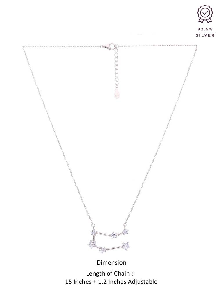 Sterling Silver Minimalisticgemini Zodiac Zirconia Casual Necklace : NLCS193-S-NA