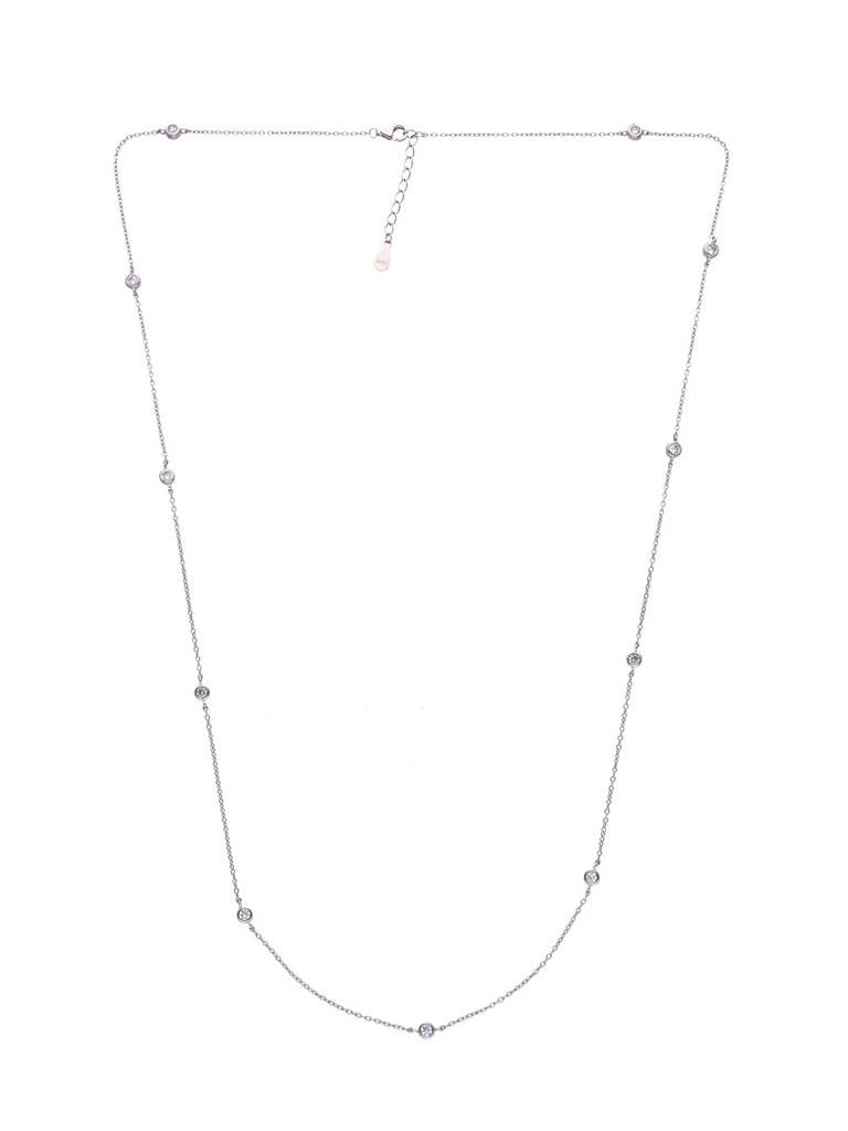 Sterling Silver Multiple Zircon Beads Casual Necklace : NLCS196-S-NA