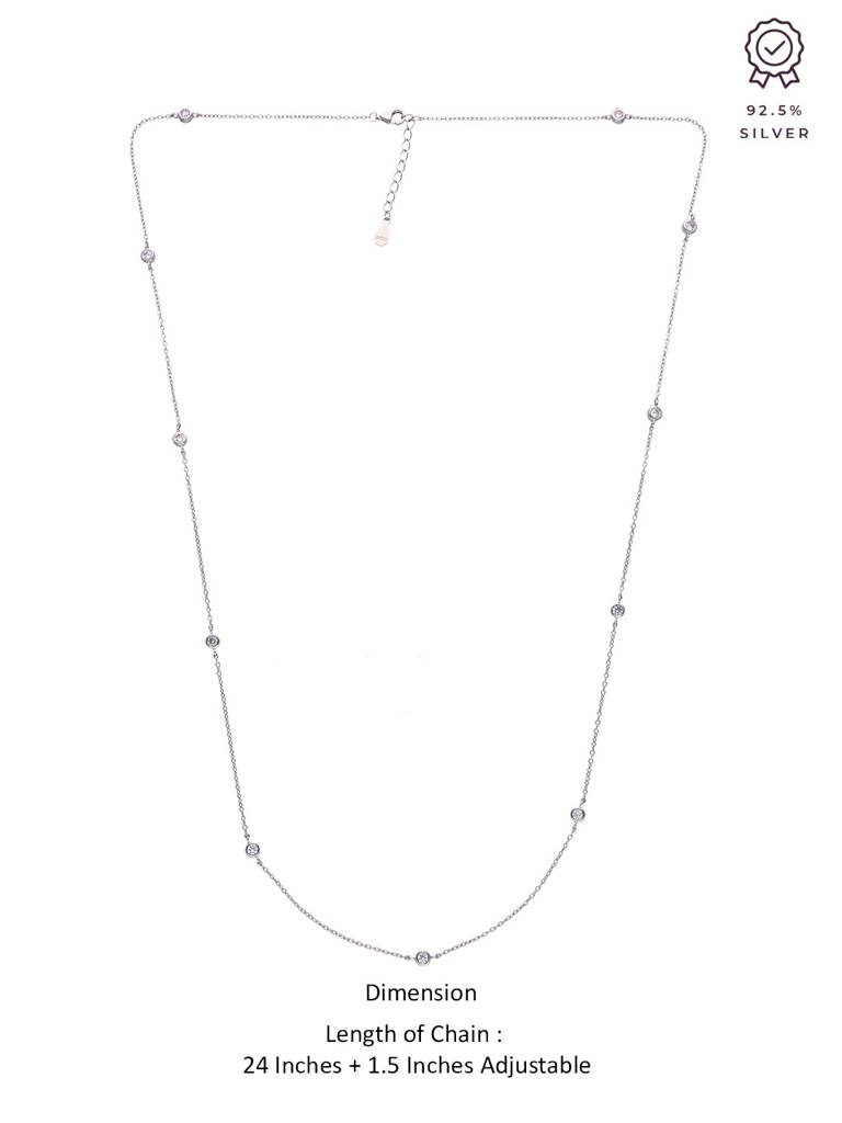 Sterling Silver Multiple Zircon Beads Casual Necklace : NLCS196-S-NA