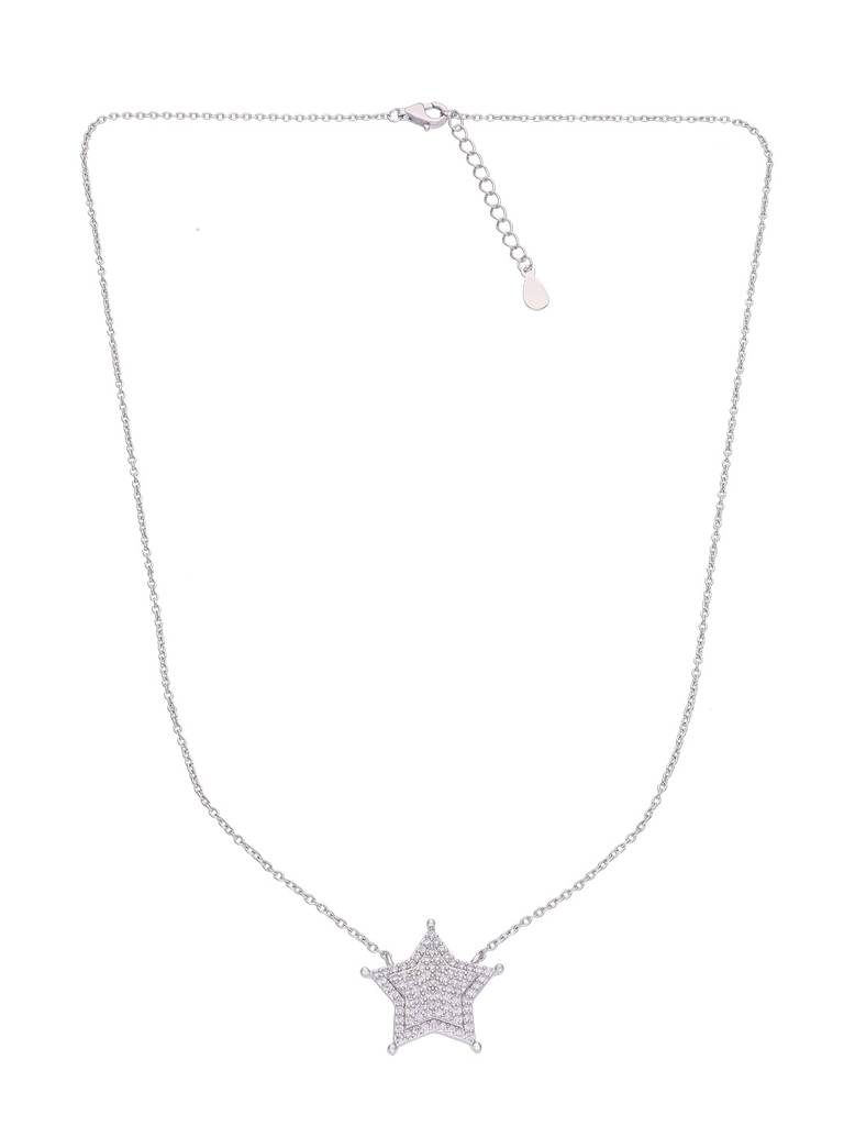 Sterling Silver Shining Zircon Star Casual Necklace : NLCS200-S-NA