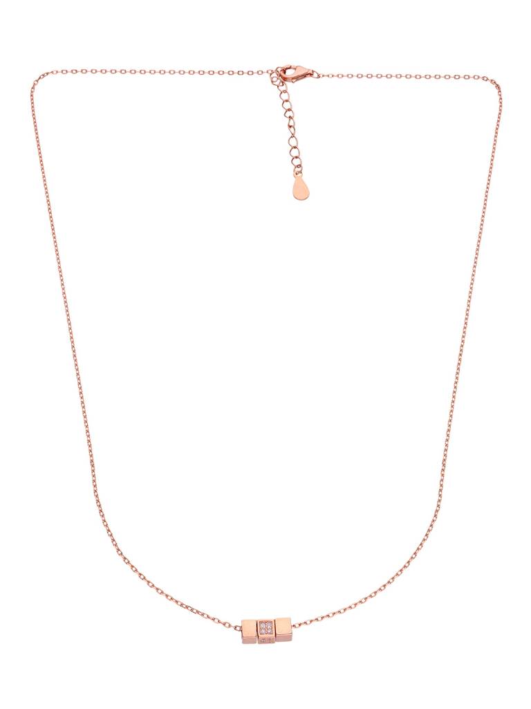 Sterling Silver Rose Gold Tri Cube Casual Chain Necklace : NLCS203-RG-NA