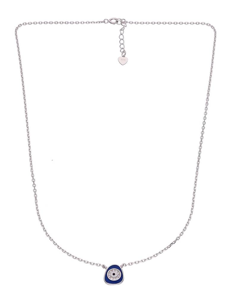 Sterling Silver Stylish Single Abstract Evil Eye Chain Necklace : NLCS212-S-NA