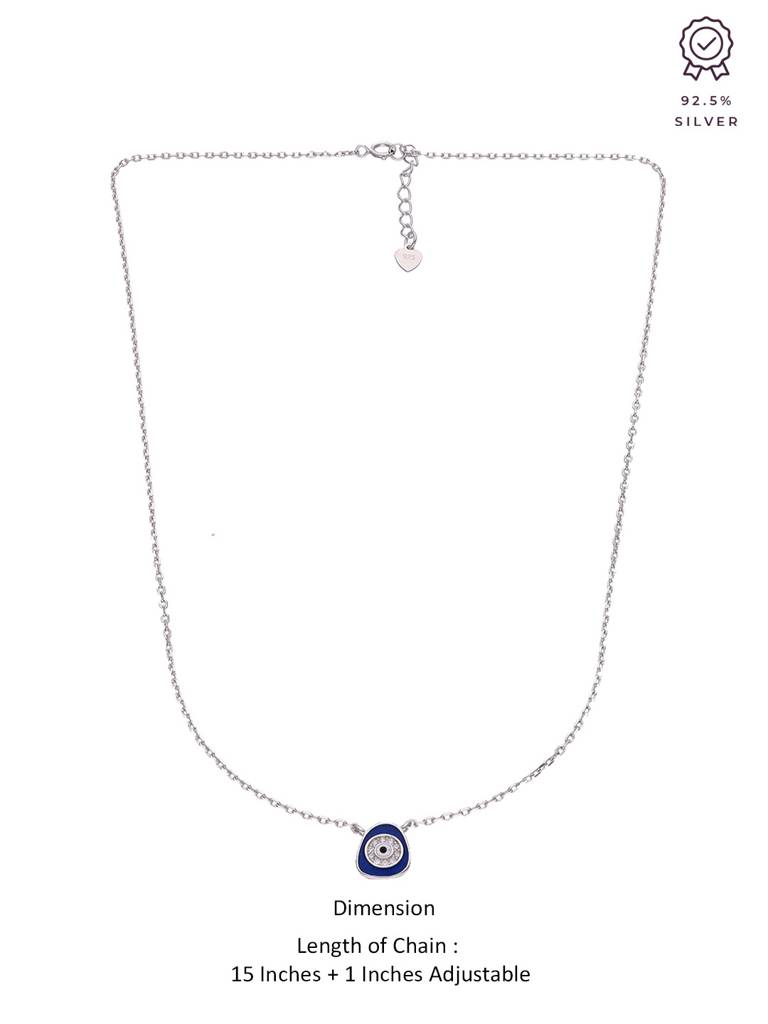 Sterling Silver Stylish Single Abstract Evil Eye Chain Necklace : NLCS212-S-NA