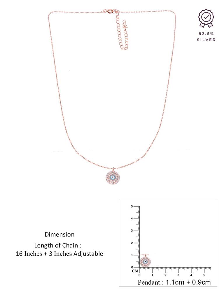 Sterling Silver Rose Gold Dancing Crystal Drops Casual Necklace : NLCS227-RG-NA