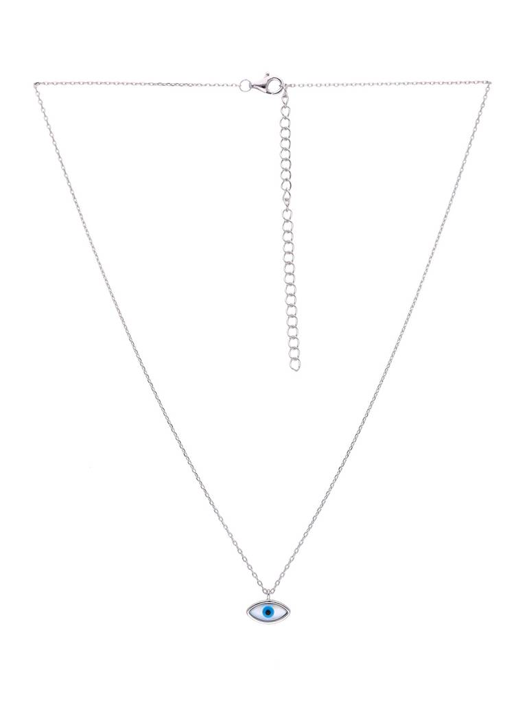 Sterling Silver Minimalistic Single Evil Eye Chain Necklace : NLCS230-S-NA