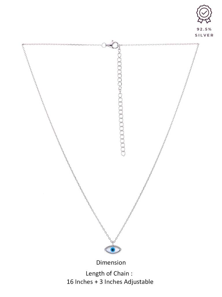 Sterling Silver Minimalistic Single Evil Eye Chain Necklace : NLCS230-S-NA