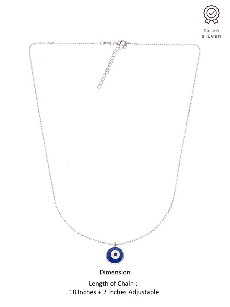 Sterling Silver Circular Single Evil Eye Chain Necklace : NLCS232-S-NA
