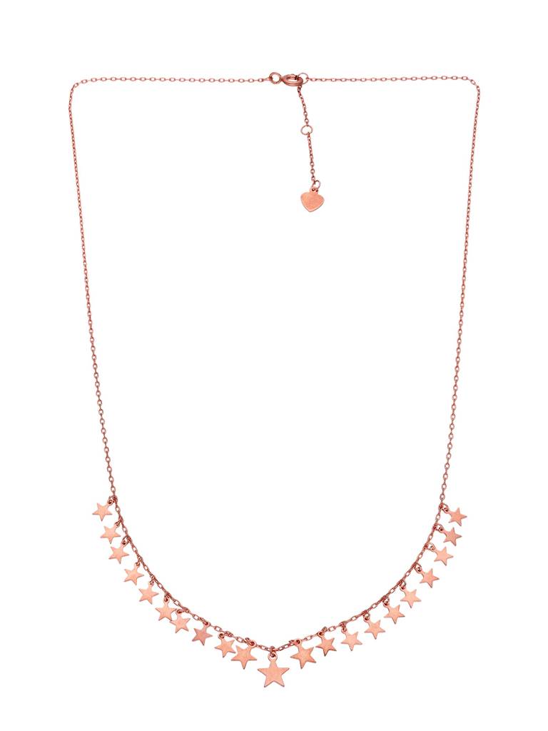 Sterling Silver Rose Gold Symphony Of Stars Casual Necklace : NLCS245-RG-NA