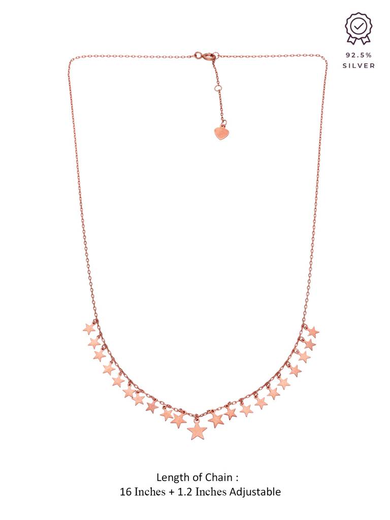 Sterling Silver Rose Gold Symphony Of Stars Casual Necklace : NLCS245-RG-NA