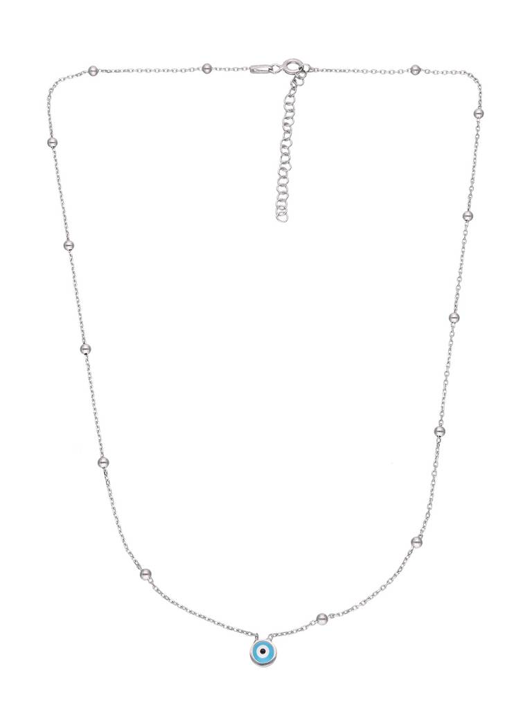 Sterling Silver Trendy Evil Eye & Beads Chain Necklace : NLCS275-S-NA
