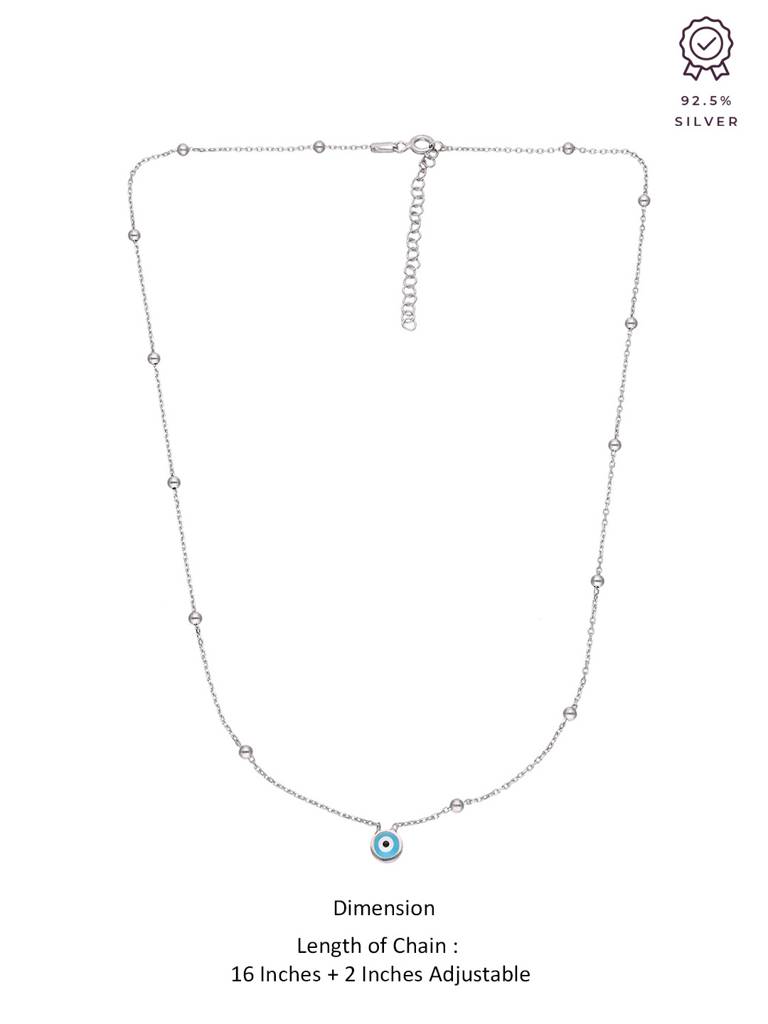 Sterling Silver Trendy Evil Eye & Beads Chain Necklace : NLCS275-S-NA