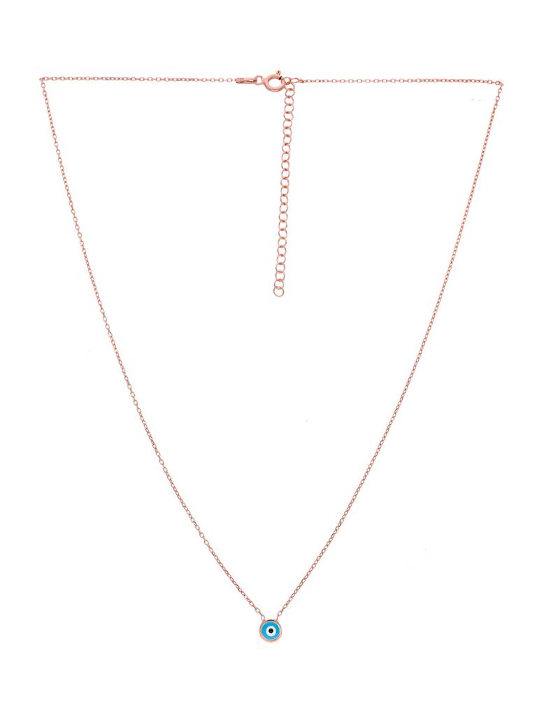 Sterling Silver Rose Gold Simple Evil Eye Chain Necklace : NLCS281-RG-NA
