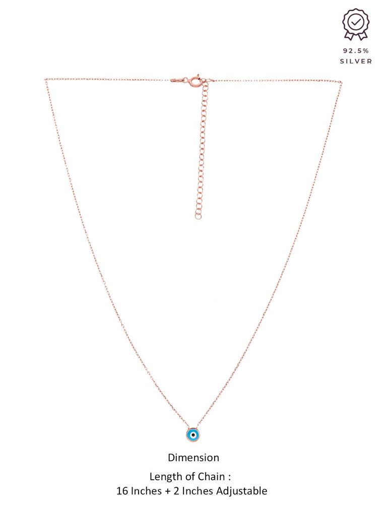 Sterling Silver Rose Gold Simple Evil Eye Chain Necklace : NLCS281-RG-NA