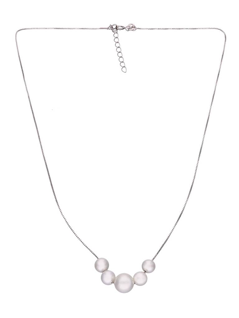 Sterling Silver String Of Pearls Chain Necklace : NLCS288-S-NA