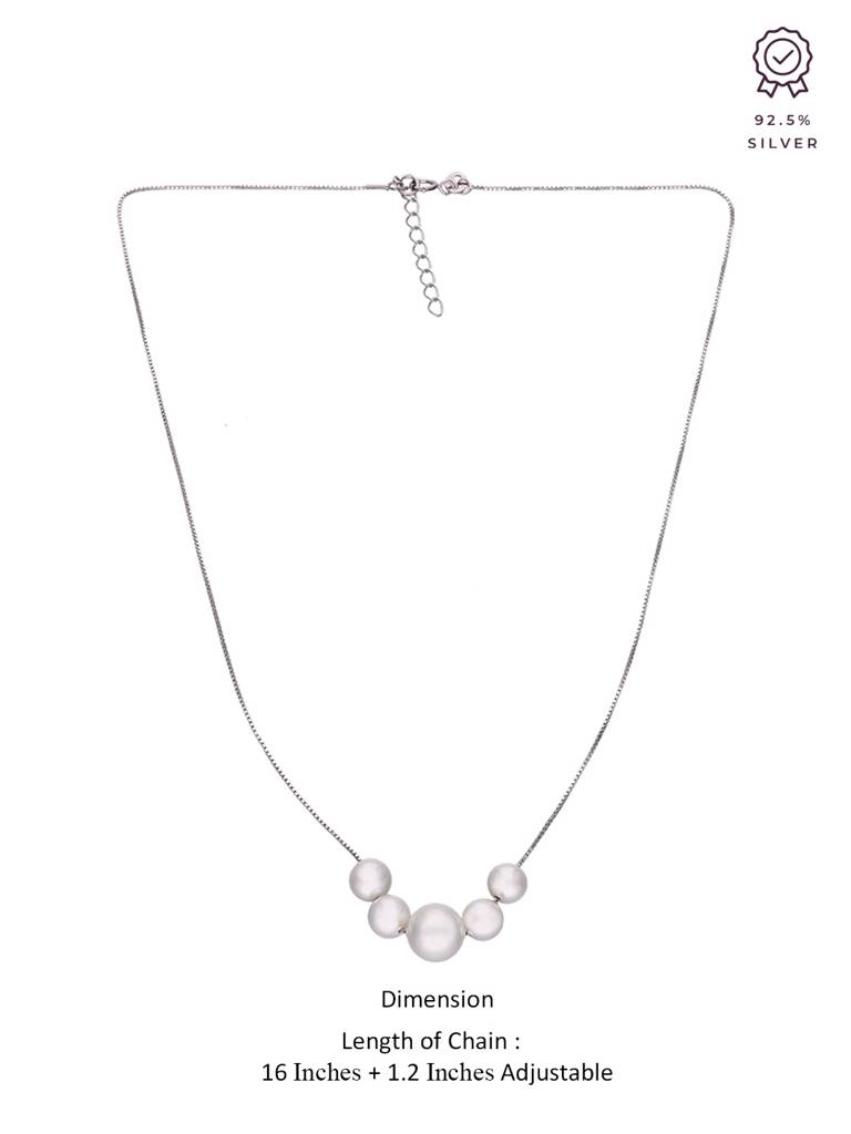 Sterling Silver String Of Pearls Chain Necklace : NLCS288-S-NA