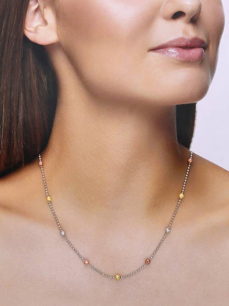 Sterling Silver Minimal Multi-Colour Zircon Casual Necklace : NLCS292-S-NA