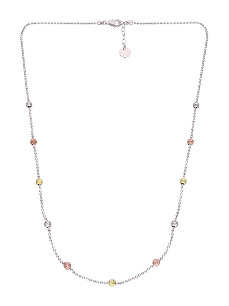 Sterling Silver Minimal Multi-Colour Zircon Casual Necklace : NLCS292-S-NA
